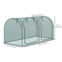 Outsunny 8' x 4' Crop Cage, Plant Protection Tent, with Two Zippered Doors and 4 Ground Stakes, for Garden, Yard, Lawn, Dark Green(m-3)