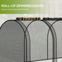Outsunny 9' x 4' Crop Cage, Garden Plant Protector, with 3 Zippered Doors and 4 Ground Stakes, for Garden, Yard, Lawn, Black(m-6)
