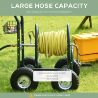 Outsunny Garden Hose Reel Cart, Portable Hose Organizer with Hose Guide System, 4 Wheels & Storage Basket for Yard, Garden, Farm(m-4)
