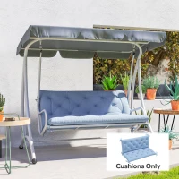 Outsunny 2 Seater Garden Bench Cushion, Soft Thick Outdoor Non-Slip 2 Seater Soft Pad With Backrest for Garden Patio, 47" x 43" x 5", Light Blue(m-8)