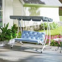 Outsunny 2 Seater Garden Bench Cushion, Soft Thick Outdoor Non-Slip 2 Seater Soft Pad With Backrest for Garden Patio, 47" x 43" x 5", Light Blue(m-10)