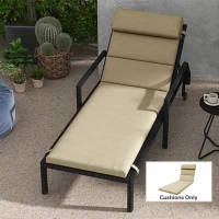 Outsunny Patio Chaise Lounge Chair Cushion Replacement Sun Lounger Pads with Headrest and Ties, Beige(m-8)