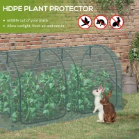 Outsunny 8' x 4' Crop Cage, Plant Protection Tent, with Two Zippered Doors and 4 Ground Stakes, for Garden, Yard, Lawn, Dark Green(m-4)