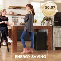 HOMCOM 2.1 Cu. Ft. Mini Freezer, Compact Upright Freezer with Reversible Door, Removable Shelf, Adjustable Temperature, Black(m-10)