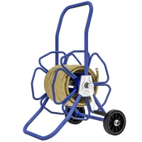 Outsunny 98 ft of 5/8" Hose Reel Cart (Hose Not Included), Garden Water Hose Carts with Wheels for Yard, Lawn, Blue(m-2)