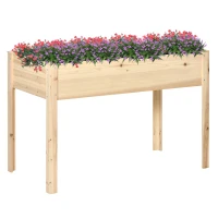 Outsunny 46'' x 24'' Raised Garden Bed, Wooden Elevated Planter Box with Non-Woven Liner for Vegetable, Flower, Herb in Patio, Backyard, Balcony(m-13)