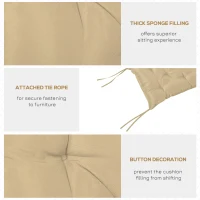 Outsunny 2-Seater Garden Bench Cushion Swing Chair Mat Replacement with Backrest, for Indoor and Outdoor, 39.4"x38.6", Khaki(m-6)