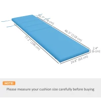 Outsunny Patio Chaise Lounge Chair Cushion Replacement Sun Lounger Pads with Headrest and Ties, Turquoise(m-3)