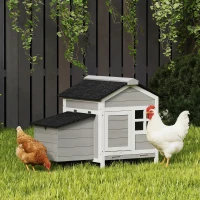 PawHut Wooden Chicken Coop with Nesting Box, Pull-out Metal Tray, for 1-2 Chickens, 36" x 25" x 27"(m-8)