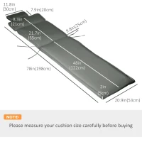 Outsunny Garden Lounger Chair Cushion Replacement, Deep Seat Patio Cushions with Thick Padded, Headrest, Removable Cover, Cushion ONLY, Grey(m-3)