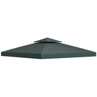 Outsunny 10' x 10' Square 2-Tier Gazebo Canopy Replacement Top Cover Outdoor Garden Sun Shade, Charcoal Grey(m-2)