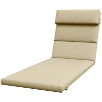 Outsunny Patio Chaise Lounge Chair Cushion Replacement Sun Lounger Pads with Headrest and Ties, Beige(m-2)