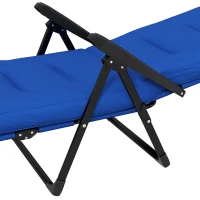 Outsunny Outdoor Lounge Chair with Padded Cushion, Folding Reclining Patio Garden Chair with Recline Back, Footrest, for Poolside, Patio, Blue(m-9)