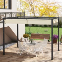 Outsunny 10' x 7' Patio Pergola with Retractable Canopy, Outdoor Sun Shelter, Yard Shade, Cream White(m-7)
