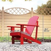 Outsunny Classic Adirondack Chair, Muskoka Chairs, Garden Deck Chair with Cup Holder for Patio, Indoor, Backyard, Red(m-3)
