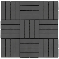 Outsunny 9 Pcs PP Interlocking Composite Deck Tile, 12" x 12" Outdoor Flooring Tiles for Indoor and Outdoor Use, Tools Free Assembly, Black(m-12)