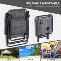 Outsunny Zero Gravity Chair Set of 2 Patio Chair with Side Table Cupholders and Pillows for Pool, Backyard, Lawn, Dark Grey(m-6)