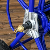 Outsunny 98 ft of 5/8" Hose Reel Cart (Hose Not Included), Garden Water Hose Carts with Wheels for Yard, Lawn, Blue(m-10)