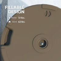 Outsunny Round Patio Umbrella Base Holder, Heavy Duty Outdoor Umbrella Stand Base, Filled Up to 62lbs with Stand or 51lbs with Water for Garden, Poolside, Brown(m-4)