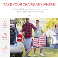 Outsunny Set of 2 Garden Sun Lounger, Outdoor Reclining Seat Cushioned Seat, Foldable Adjustable Recliner, Grey and Red(m-6)