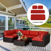 Outsunny Outdoor 14pc Patio Rattan Sofa Set Cushion Polyester Cover Replacement Set - No Cushion Included Red(m-8)