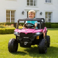 Qaba 24V 4WD Kids Ride On Truck with 6 Wheels Electric Ride On Car with Remote, Dump Bed for 3-8 Years, Pink(m-12)