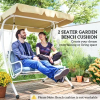 Outsunny Garden Bench Cushion with Backrest, Non-Slip 2 Seater Soft Pad with Ties, Blue(m-7)
