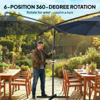 Outsunny 10 ft Offset Patio Umbrella with Cover, Hanging Cantilever Umbrella with 360° Rotation, Crank Handle, Tilt, Navy Blue(m-6)