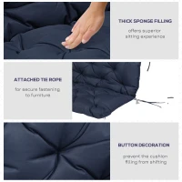 Outsunny 2 Seater Garden Bench Cushion, Soft Thick Outdoor Non-Slip 2 Seater Soft Pad With Backrest for Garden Patio, 52" x 43" x 4", Navy Blue(m-6)