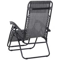 Outsunny Zero Gravity Chair Set of 2 Patio Chair with Side Table Cupholders and Pillows for Pool, Backyard, Lawn, Dark Grey(m-11)
