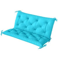 Outsunny Garden Bench Cushion with Backrest, Non-Slip 2 Seater Thick Pad with Ties, Turquoise(m-11)