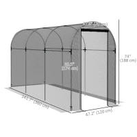 Outsunny Galvanized Steel Crop Cage, Plant Protection Tent with Zippered Door, 4' x 12', Black(m-3)