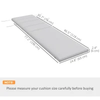 Outsunny Patio Chaise Lounge Chair Cushion Replacement Sun Lounger Pads with Headrest and Ties, Light Grey(m-3)