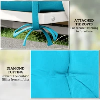 Outsunny Garden Bench Cushion with Backrest, Non-Slip 2 Seater Thick Pad with Ties, Turquoise(m-6)