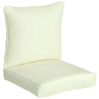 Outsunny Patio Chair Cushions, Thick Deep Seat Outdoor Seat Cushion with Back Cushion, Cream White(m-2)