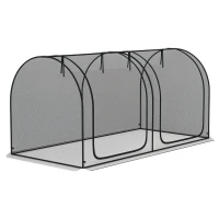 Outsunny 8' x 4' Crop Cage, Garden Plant Protector, with 2 Zippered Doors and 6 Ground Stakes, for Garden, Yard, Lawn, Black(m-11)