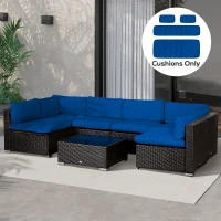 Outsunny Outdoor 14pc Patio Rattan Sofa Set Cushion Polyester Cover Replacement Set - No Cushion Included Navy Blue(m-7)