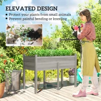 Outsunny Wooden Raised Planter Box with Drain Holes for Vegetables, Flowers, Outdoor Garden Bed, 45.3x21.7x31.5inch, Grey(m-4)