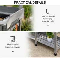 Outsunny Potting Bench Table Garden Work Bench Workstation with Drawer, Removable Sink, Storage Shelves and Hooks for Patio, Courtyards, Balcony(m-6)