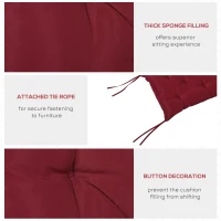 Outsunny Porch Swing Cushion Garden Bench Cushion with Backrest, Non-Slip 2-seater Soft Pad, Swing Chair Mat Replacement for Indoor and Outdoor, 39.4" x 38.6", Wine Red(m-6)