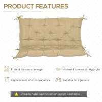 Outsunny 2-Seater Garden Bench Cushion Swing Chair Mat Replacement with Backrest, for Indoor and Outdoor, 39.4"x38.6", Khaki(m-5)