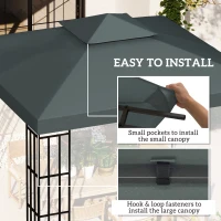 Outsunny 10' x 10' Square 2-Tier Gazebo Canopy Replacement Top Cover Outdoor Garden Sun Shade, Charcoal Grey(m-5)