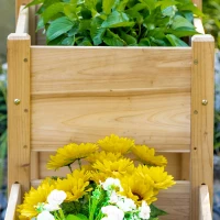 Outsunny Freestanding Wooden Plant Stand, 3 Tier Raised Garden Bed for Vegetables, Herb and Flowers, Natural(m-11)