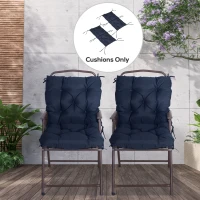 Outsunny Patio Chair Cushions Set of 2, 39" x 20" x 3" Outdoor Tufted Cushion Set with Ties for Indoor Outdoor Garden Furniture, Dark Blue(m-8)