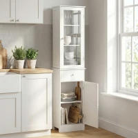 kleankin Tall Bathroom Cabinet, Bathroom Storage Cabinet with Drawers, 2 Doors and Adjustable Shelves, White(m-9)