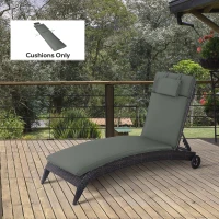 Outsunny Garden Lounger Chair Cushion Replacement, Deep Seat Patio Cushions with Thick Padded, Headrest, Removable Cover, Cushion ONLY, Grey(m-8)