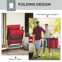 Outsunny Set of 2 Outdoor Folding Chairs with Adjustable Backrest, Padded Camping Chairs for Outdoor Events, Red(m-5)