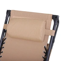 Outsunny Outdoor Zero Gravity Reclining Lounger Chair with Canopy Shade, Side Tray, Cupholder, Beige(m-13)