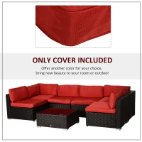Outsunny Outdoor 14pc Patio Rattan Sofa Set Cushion Polyester Cover Replacement Set - No Cushion Included Red(m-6)
