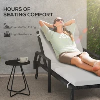 Outsunny Patio Chaise Lounge Chair Cushion Replacement Sun Lounger Pads with Headrest and Ties, Light Grey(m-4)